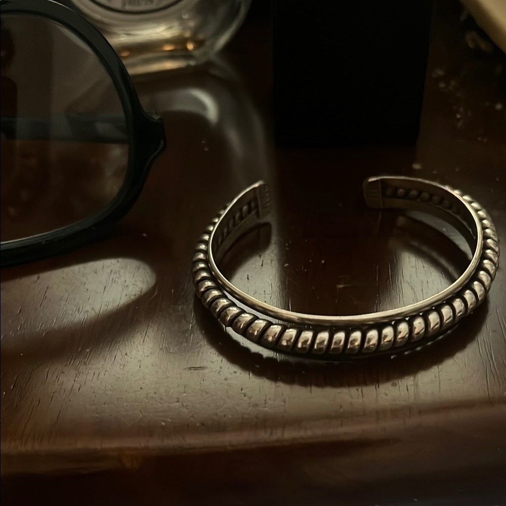 Silver Ribbed Cuff Bracelet